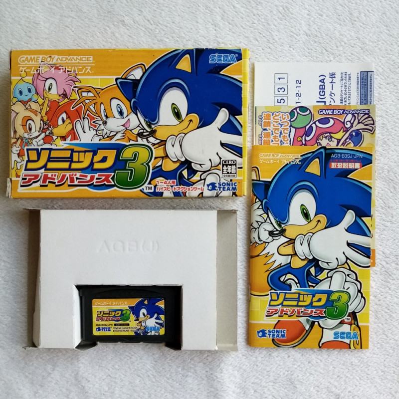 Sonic 3 Game Boy Advance GBA Japan Ver. Sonic Team Sega 2004 Nintendo AGB-P-B3SJ