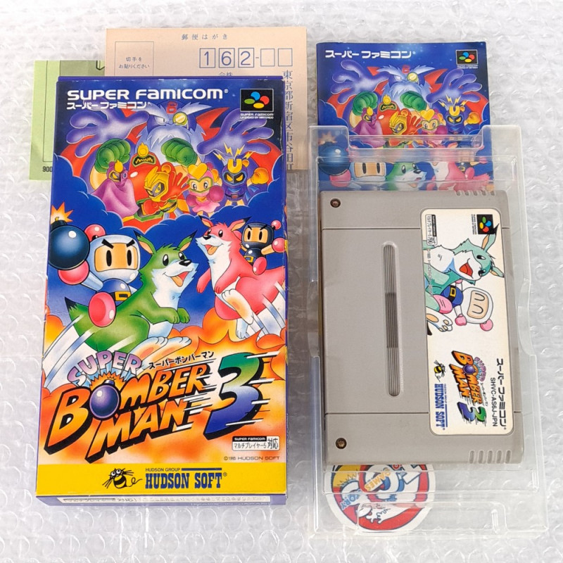 Super Bomberman 3 +Reg.Card Super Famicom (Nintendo SFC) Japan Game Bomber Man (Hudson Soft 1995 SHVC-P-AS6J)