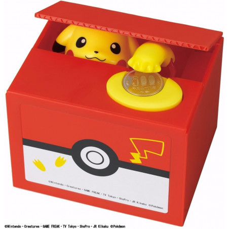 Pikachu Moving Itazura Piggy Bank Sound Coin Box (Tirelire Pokemon) Japan New