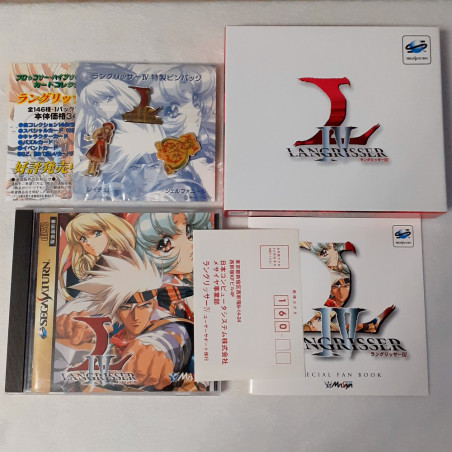 Langrisser IV Sega Saturn Japan Ver. Wth Pin's,Fanbook&Reg.Card Tactical RPG Masaya 1997