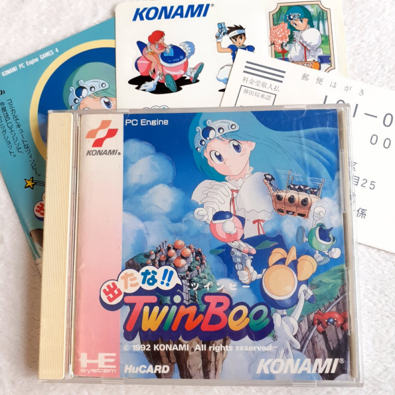 Detana !! Twinbee Nec PC Engine Hucard Japan Ver. Wth Stickers&Reg.Card PCE Shmup Konami 1992 Pop'n