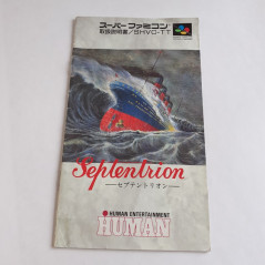 Septentrion +Map&Reg.Card Super Famicom Japan Game SFC Nintendo Jeu Real Time Adventure Game Human 1993 (DV-LN1)