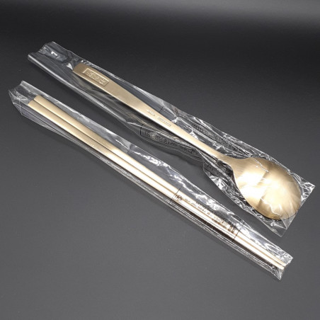 Korean Stainless Spoon & Chopsticks Set Cuillère+Baguettes New Culture Coréenne