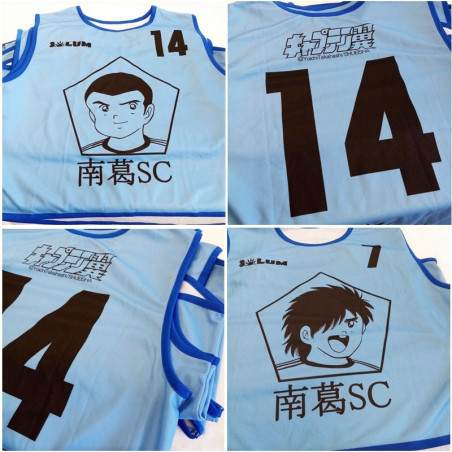 Captain Tsubasa Solum Original Nankatsu SC Adult Futsal Soccer Bibs x7 Set (Dossards x7) Japan Official Goods (Oliv et Tom)