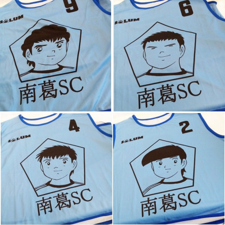 Captain Tsubasa Solum Original Nankatsu SC Adult Futsal Soccer Bibs x7 Set (Dossards x7) Japan Official Goods (Oliv et Tom)