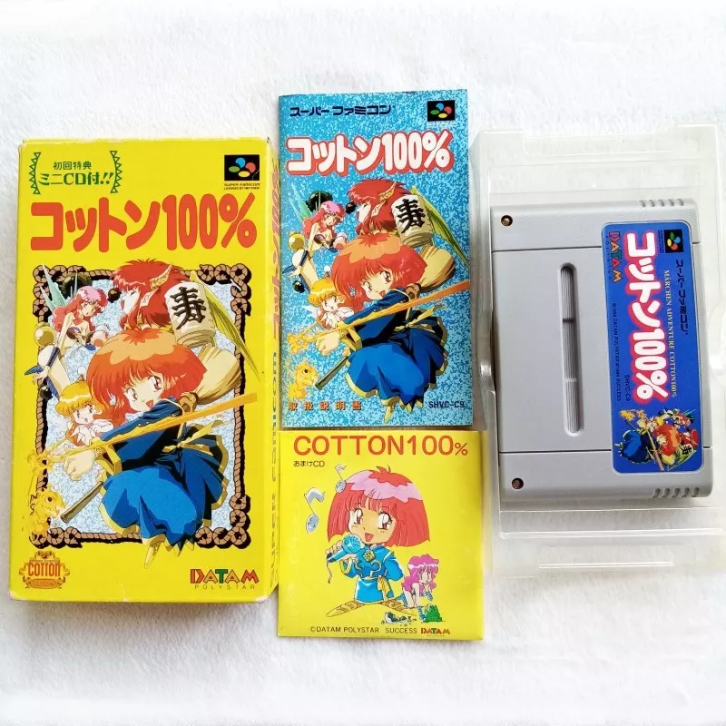 メルヘンアドベンチャー　コットン１００％ + Mini CD Super Famicom Japan Ver. Shmup Datam 1994  (Nintendo SFC)