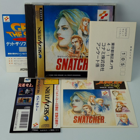 Snatcher (With Reg. & Spin. Card)(TBE) Sega Saturn Japan Ver. Wth Stickers Konami Cyber Punk Adventure 1996