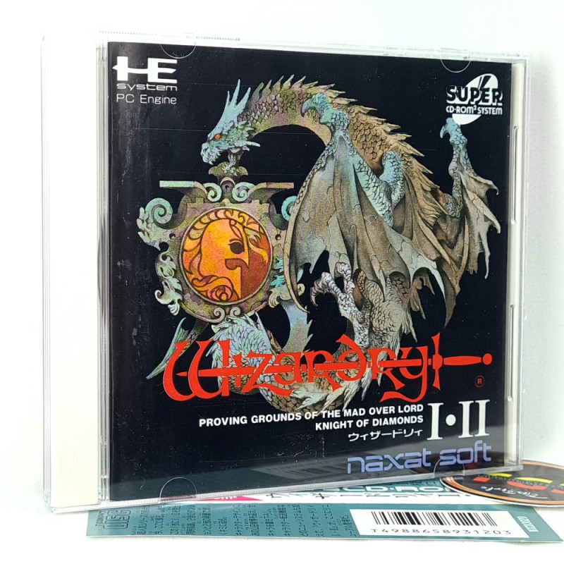 Wizardry I & II +Spin.Card Nec PC Engine Super CD-Rom² Japan Naxat Soft Rpg 1993