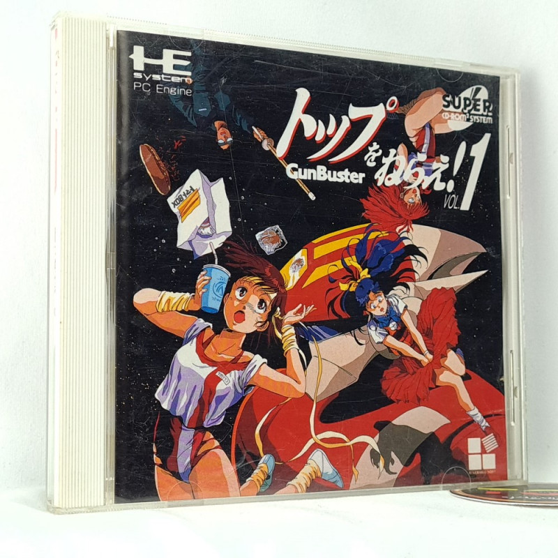 Top o Nerae! GunBuster Vol.1 + Reg. Card Nec PC Engine Super CD-Rom² Japan PCE River Hill Software Action 1992