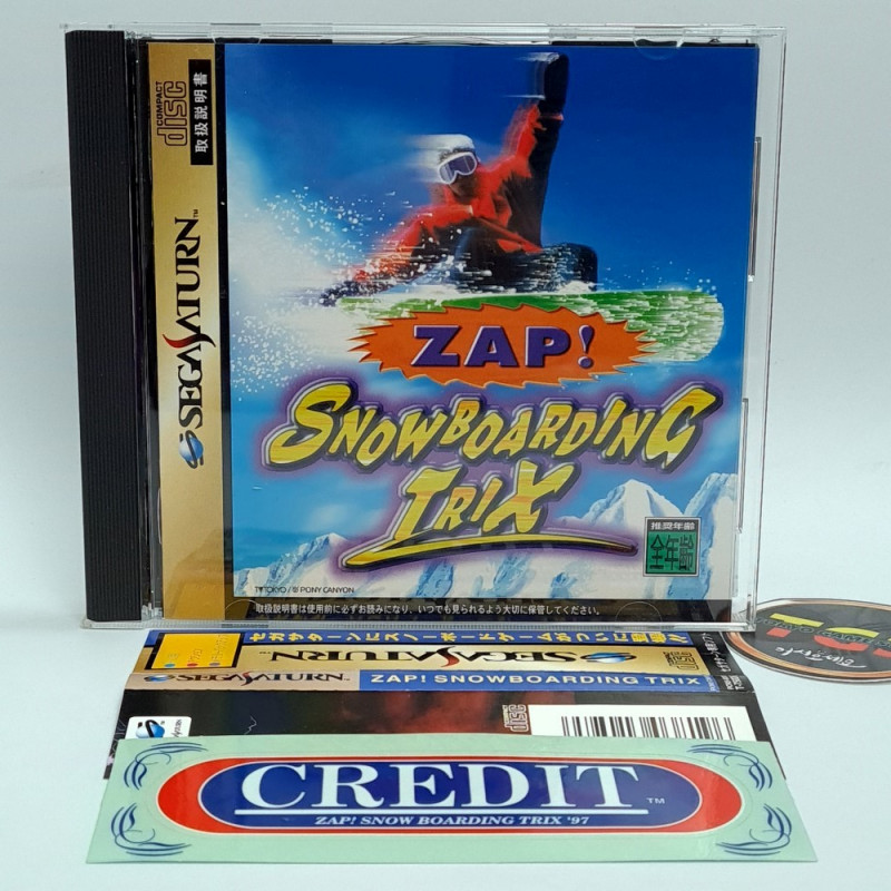 Zap! Snowboarding Trix + Spin.Card&Sticker TBE Sega Saturn Japan Pony Canyon Sport 1997 Snow