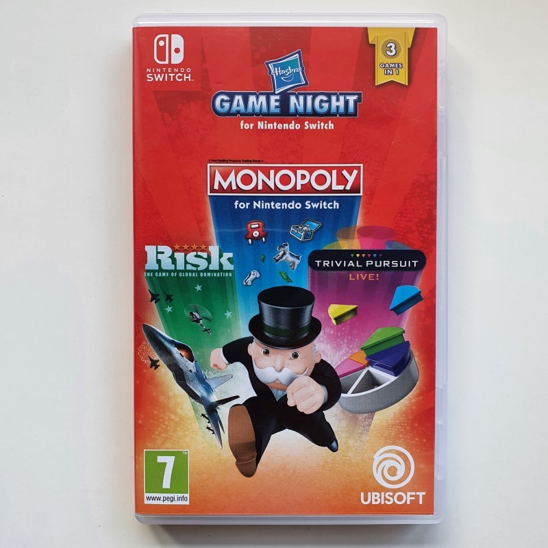 Hasbro Game Night Monopoly, Risk, Trivial Pursuit Nintendo Switch UK with texte en Français vers. USED Ubisoft Party Games