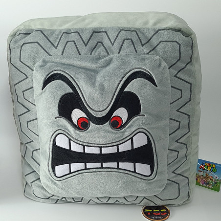 Sanei Super Mario: Thwomp/Dossun Plush Cushion Japan New Peluche Coussin