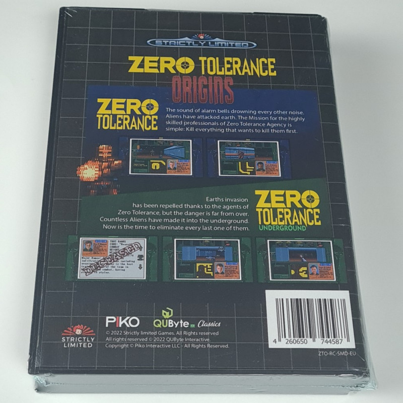 ZERO TOLERANCE ORIGINS + Cards Strictly Limited Games MEGADRIVE & US