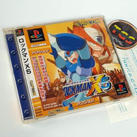 RockMan X5 +Spin&RegCard PS1 Japan Game Playstation 1 Megaman Capcom Platform Action