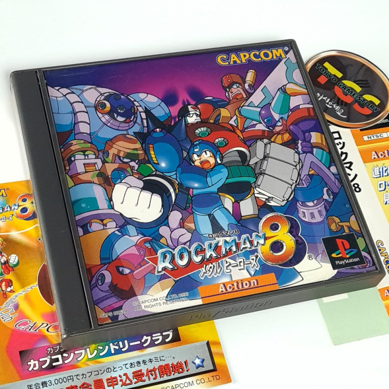 Rockman 8 Metal Heroes +SpinCard PS1 Japan Game Playstation 1 Megaman Capcom Platform Action
