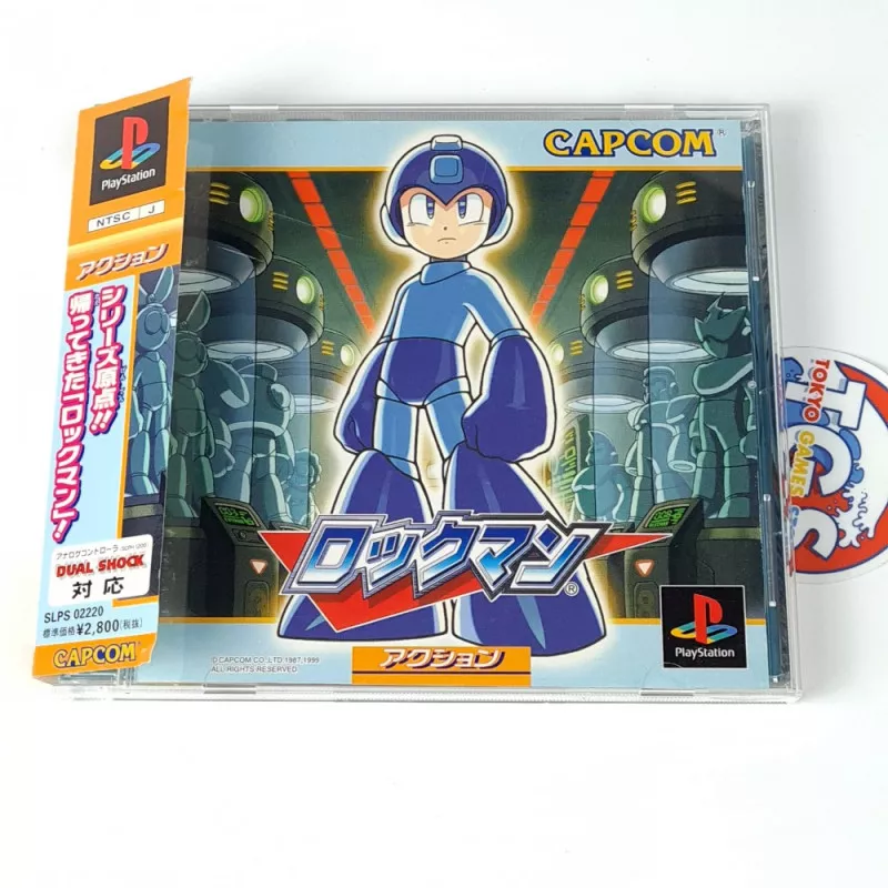 ロックマン ROCKMAN +Spin.Card PS1 Japan Game Playstation 1 PS One Megaman Mega  Man Capcom 1999